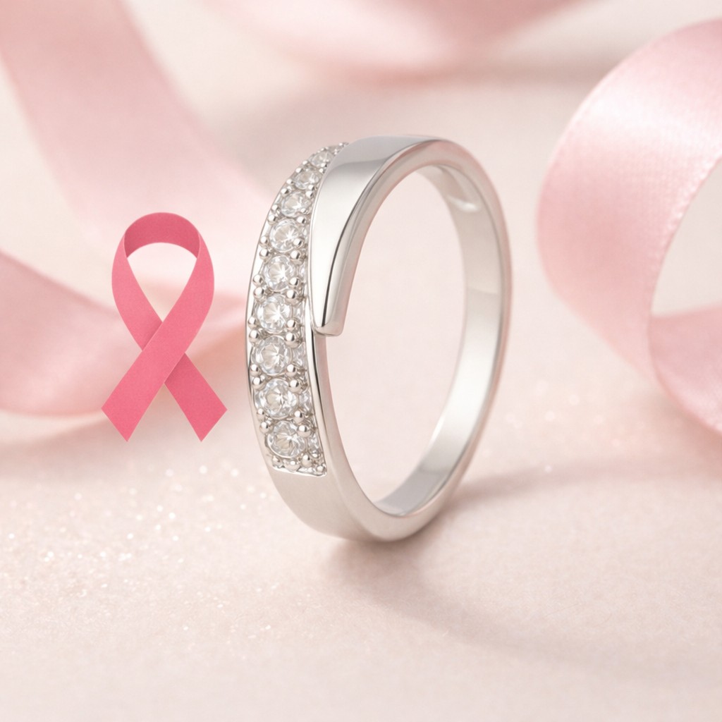 Eternal Ring sur fond rose, ruban de sensibilisation